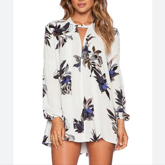 Free People Tree Swing Tunic Light Stone Combo Boho Top - Picture 8 of 8